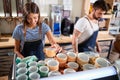 Couple barista working in coffee shop.Coffee business concept.Business owner Royalty Free Stock Photo