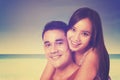 Couple at beach with instagram filter