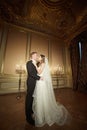 Couple Beauty Portrait, Well Dressed Handsome Man in Suit with Elegant Beautiful Woman in White Dress Royalty Free Stock Photo