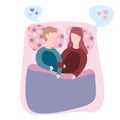 Couple in bed . Happy family couple illustration. Royalty Free Stock Photo