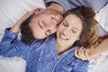 Couple at the bed Royalty Free Stock Photo