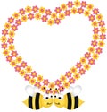 Couple bees with flower heart frame