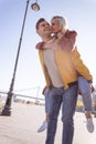 Couple beginning their day with a stroll Royalty Free Stock Photo