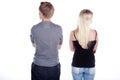 Couple from behind do not look at themselves Royalty Free Stock Photo