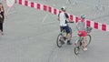 Couple of Bikers in Front of Closed Road