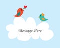 Couple bird message with white cloud Royalty Free Stock Photo