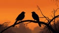 a couple of birds sitting on top of a tree branch Royalty Free Stock Photo