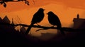 a couple of birds sitting on top of a tree branch Royalty Free Stock Photo