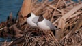 Couple of the black-headed gulls Chroicocephalus ridibundus