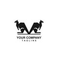 Couple black kangaroo logo and logo