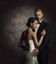 Couple in Black Suit and White Dress, Rich Man and Fashion Woman Royalty Free Stock Photo