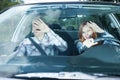 Couple blinded in a car Royalty Free Stock Photo