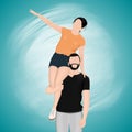 Vector couple on a blue background