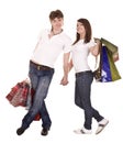 Couple in blue jeans shopping. Royalty Free Stock Photo