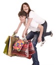 Couple in blue jeans shopping. Royalty Free Stock Photo