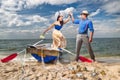 Couple in a boat outdoors Royalty Free Stock Photo