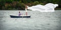 Couple in a boat outdoors Royalty Free Stock Photo