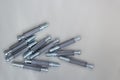 Bolts with plastic dowels top view Royalty Free Stock Photo