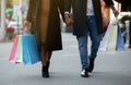 Couple bought a lot of shopping during black friday