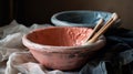 a couple of bowls sitting on top of a table next to each other