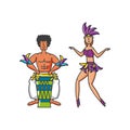 couple brazilian dancer with drum bongo