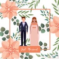 Couple of bride and groom avatar design