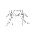 a couple with a broken heart icon. Element of valentine\'s day, wedding for mobile concept and web apps icon. Outline, thin line Royalty Free Stock Photo