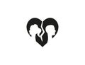 Couple broken heart icon. Vector illustration. Flat design