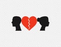 Couple broken heart icon. Vector illustration. Flat design Royalty Free Stock Photo