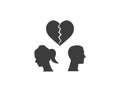 Couple broken heart icon. Vector illustration. Flat design Royalty Free Stock Photo