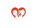 Couple broken heart icon. Vector illustration. Flat design Royalty Free Stock Photo