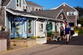 A couple browses the boutiques