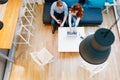 Couple browsing web together in living room Royalty Free Stock Photo