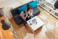 Couple browsing web together in living room Royalty Free Stock Photo