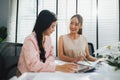 Couple of business people working together at modern office, Business team meeting and brainstorming at company Royalty Free Stock Photo