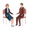 Couple of business sitting in chair avatar character
