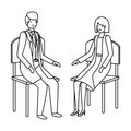 Couple of business sitting in chair avatar character