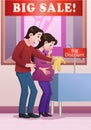 Couple buying baby clothing