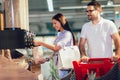 Couple bying products in zero waste shop Royalty Free Stock Photo