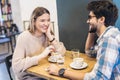 Couple in cafe enjoying the time spending with each other Royalty Free Stock Photo