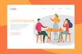 Couple in Cafe Flat Vector Landing Page Template Royalty Free Stock Photo
