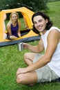 Couple camping Royalty Free Stock Photo
