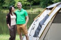 Couple on camping by the lake