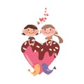 couple on a candy heart. Vector illustration decorative design