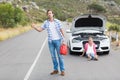 Couple after a car breakdown