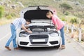 Couple after a car breakdown