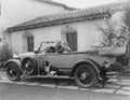 Couple in car with dog