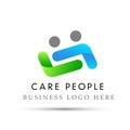 Couple care logo love care protect safety helping people logo icon on white Background