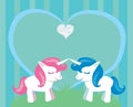 Couple of cartoon unicorns in love