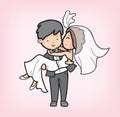 Couple cartoon in wedding day